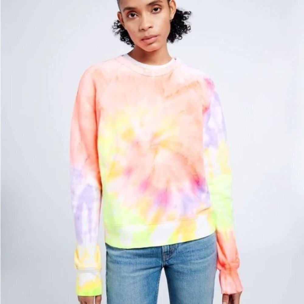Re/done xs tie dye sweatshirt neon spiral